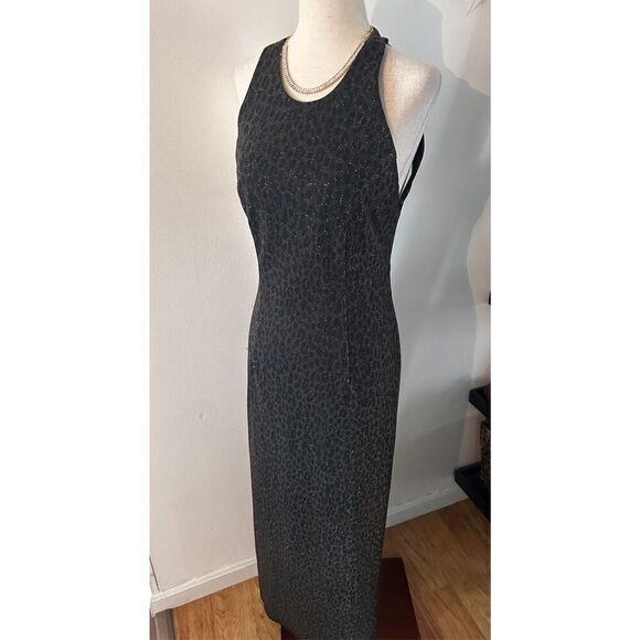Susan roselli for vijack animal print sparkly long dress maxi size 10 with split - Picture 1 of 9